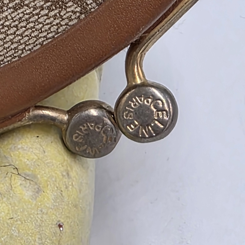Vintage CELINE Triomphe Coated Canvas Coin Purse Kiss Lock Clutch Made in Italy - Picture 5 of 7